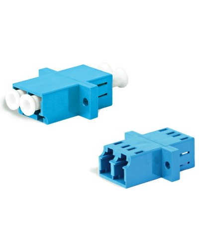 Адаптер оптический проходной LC/UPC-LC/UPC, SM, duplex, корпус пластиковый, синий, белые колпачки LC/UPC-LC/UPC Hyperline FA-P11Z-DLC/DLC-N/WH-BL в Абакане Проходные адаптеры и розетки оптические Pintop.ru