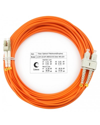 Шнур оптический duplex LC-SC 62,5/125 mm 25м LSZH Cabeus FOP-62-LC-SC-25m в Абакане Патч-корды оптические Pintop.ru
