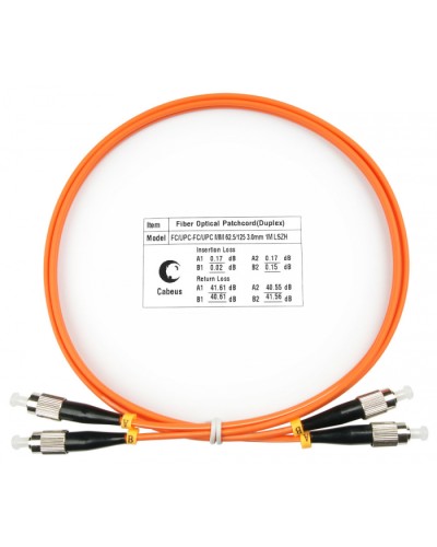 Шнур оптический duplex FC-FC 62,5/125 mm 1м LSZH Cabeus FOP-62-FC-FC-1m в Абакане Патч-корды оптические Pintop.ru