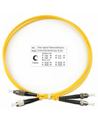 Шнур оптический duplex FC-ST 9/125 SM 1 м LSZH Cabeus FOP(d)-9-FC-ST-1M в Абакане Патч-корды оптические Pintop.ru