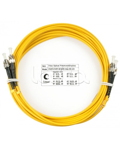 Шнур оптический duplex ST-ST 9/125 sm 5м LSZH Cabeus FOP(d)-9-ST-ST-5m в Абакане Патч-корды оптические Pintop.ru