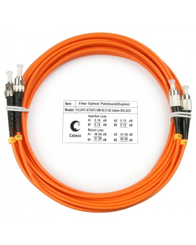 Шнур оптический duplex FC-ST 62,5/125 mm 5м LSZH Cabeus FOP-62-FC-ST-5m в Абакане Патч-корды оптические Pintop.ru