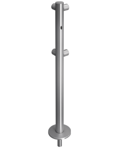 Стойка ограждения съемная L-образная с отверстием под фиксатор, 2 муфты слева Oxgard ВЗР 1996Р.21-06 в Абакане Ограждения Pintop.ru