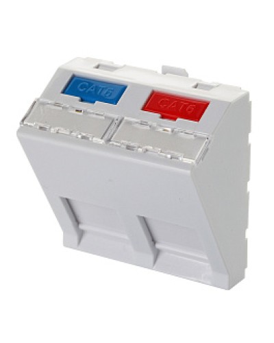 Адаптер 45 × 45 мм для 2 модулей Keystone, наклонный, белый Eurolan (16B-45-04WT) в Абакане Модули Keystone Pintop.ru