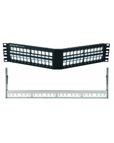 Коммутационная угловая панель 19” наборная, FTP, 2U, 48 портов, черный Eurolan (27A-00-48BL) в Абакане Патч-панели Pintop.ru