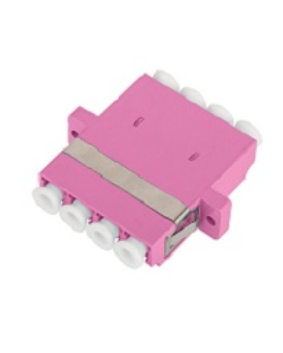 Адаптер NIKOMAX волоконно-оптический, соединительный, многомодовый, стандарта OM4, LC/UPC-LC/UPC, квадро, пластиковый, без шторки, с фланцами, маджента, уп-ка 2шт. в Абакане Проходные адаптеры и розетки оптические Pintop.ru