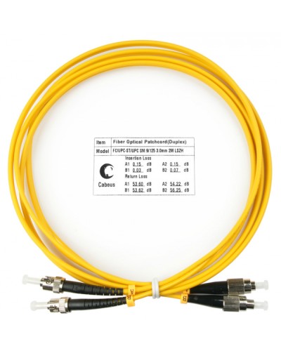 Шнур оптический duplex FC-ST 9/125 sm 2м LSZH Cabeus FOP(d)-9-FC-ST-2m в Абакане Патч-корды оптические Pintop.ru