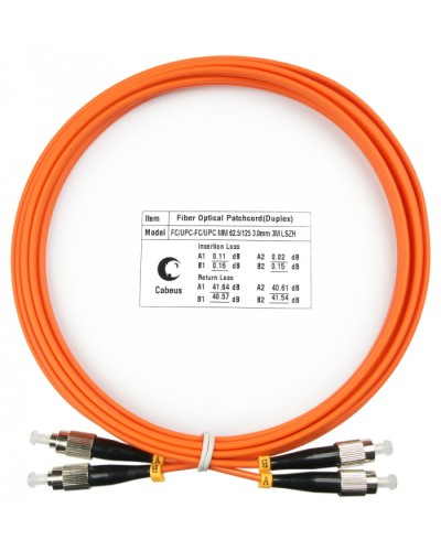 Шнур оптический duplex FC-FC 62,5/125 mm 3м LSZH Cabeus FOP-62-FC-FC-3m в Абакане Патч-корды оптические Pintop.ru