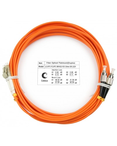 Шнур оптический duplex LC-FC 62,5/125 mm 25м LSZH Cabeus FOP-62-LC-FC-25m в Абакане Патч-корды оптические Pintop.ru
