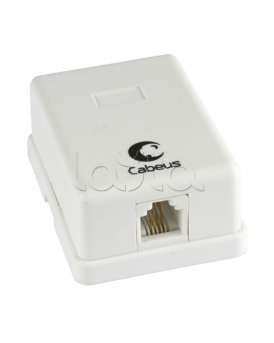 Розетка телефонная RJ-12(6P4C), одинарная, внешняя, белая Cabeus WS-6P4C-TEL-1 в Абакане Розетки компьютерные и телефонные Pintop.ru
