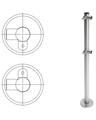 Стойка ограждения L-образная с 2-мя полупетлями cправа (антик серебро) Oxgard в Абакане Ограждения Pintop.ru