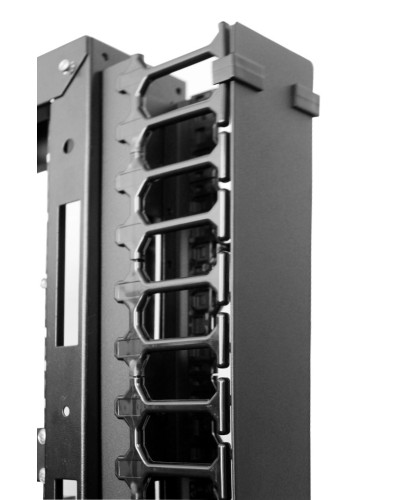 Вертикальный кабельный органайзер с пласт. пальцами для шкафов ШТК-СП-42.6.x, 2 компл ЦМО (ВКО-П-20/42U-9005) в Абакане Кабельные органайзеры Pintop.ru