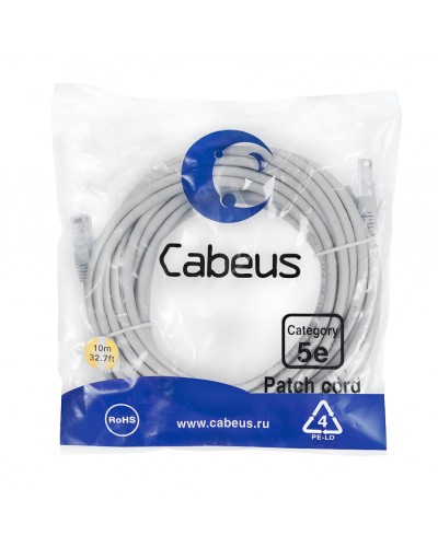 Шнур коммутационный Cabeus PC-UTP-RJ45-Cat.5e-10m в Абакане Патчкорды (медные) Pintop.ru
