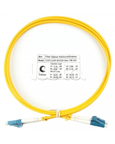 Шнур оптический duplex LC-LC 9/125 SM 1,5 м LSZH Cabeus FOP(d)-9-LC-LC-1,5M в Абакане Патч-корды оптические Pintop.ru