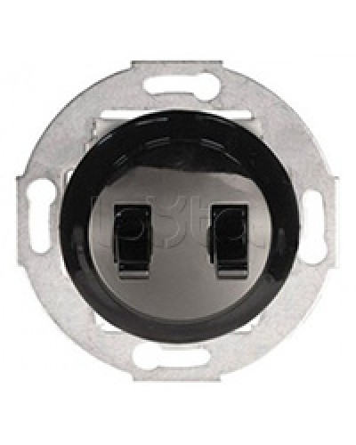 Экопласт Выключатель 2-рычажковый (схема 5) 10 A, 250 B (черный) Vintage в Абакане Розетки компьютерные и телефонные Pintop.ru