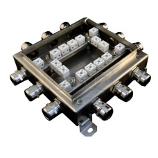 Коробка монтажная огнестойкая Гефест КМ-О (32к*6,0)-IP66 2020нерж, 12 вводов 200х200х60