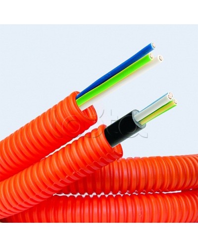Электротруба ПНД гибкая гофр. д.16мм, цвет оранжевый, с кабелем ВВГнг(А)-LS 3х1,5мм² РЭК ГОСТ+, 50м DKC 7L91650 в Абакане Труба гофрированная Pintop.ru