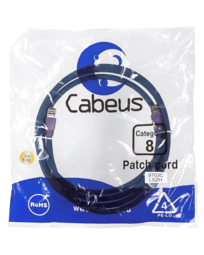 Патч-корд S/FTP Cabeus PC-SSTP-RJ45-Cat.8-2m-LSZH в Абакане Патчкорды (медные) Pintop.ru