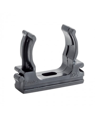 CF25G Держатель (клипса), без галогена, для труб D25мм, цвет чёрный (10шт) Экопласт (41725-10HF-BL) в Абакане Держатели, клипсы, скобы Pintop.ru