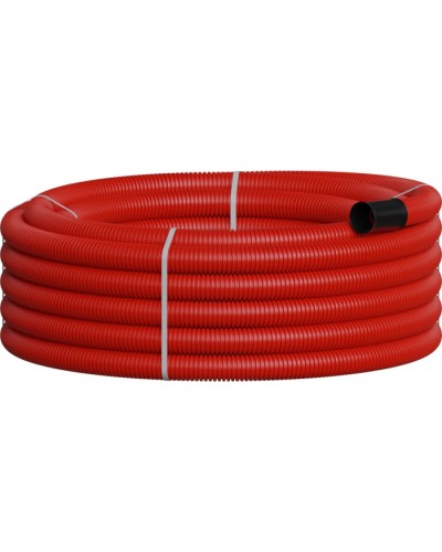 NR075 Двустенная труб.а ПНД гибкая, тип 450, SN18, с зондом, D75мм (20м) цвет красный Экопласт 801075-20 в Абакане Гладкая труба Pintop.ru