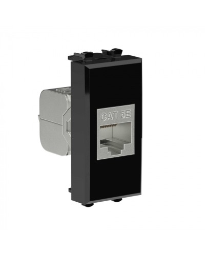 Avanti Компьютерная розетка RJ-45 без шторки модульная, кат.5е экран., Черный квадрат 1модуль DKC (4402761) в Абакане Коннекторы Pintop.ru