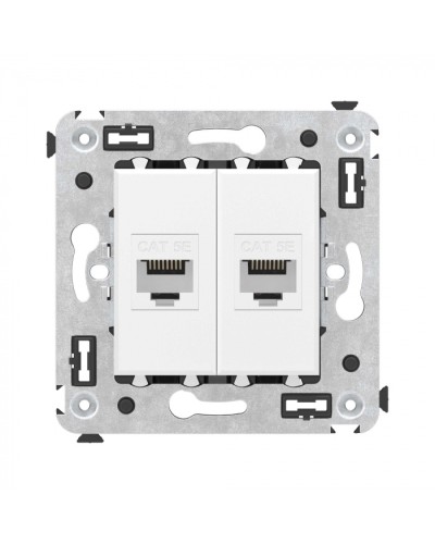 Компьютерная розетка RJ-45 без шторки в стену, кат.5е двойная, Avanti, Белое облако DKC 4400664 в Абакане Розетки компьютерные и телефонные Pintop.ru