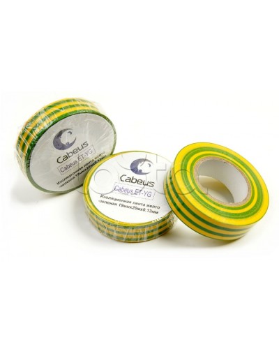 Лента изоляционная (желто-зеленая) Cabeus ET-YG в Абакане Аксессуары для кабель-канала Pintop.ru