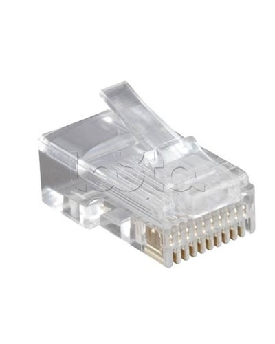 Разъем RJ-50(10P10C), универсальный (для одножильного и многожильного кабеля), для круглого кабеля, напыление 6µ/ 6 микродюймов (10шт) Hyperline PLUG-10P10C-U-06 в Абакане Коннекторы и разъемы Pintop.ru