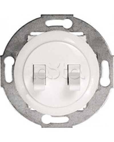 Экопласт Выключатель 2-рычажковый (схема 5) 10 A, 250 B (белый) Vintage в Абакане Розетки компьютерные и телефонные Pintop.ru