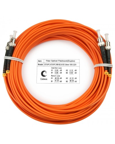 Шнур оптический duplex ST-ST 62,5/125 mm 25м LSZH Cabeus FOP-62-ST-ST-25m в Абакане Патч-корды оптические Pintop.ru