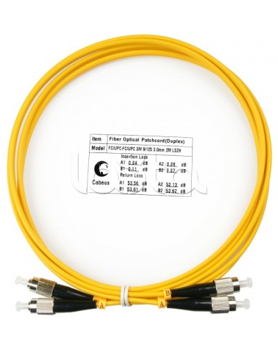 Шнур оптический duplex FC-FC 9/125 sm 2м LSZH Cabeus FOP(d)-9-FC-FC-2m в Абакане Патч-корды оптические Pintop.ru