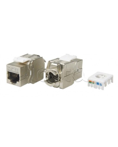 Вставка Keystone Jack RJ-45(8P8C) Hyperline KJ8-8P8C-C5e-180-TLS-SH-F-WH в Абакане Модули Keystone Pintop.ru
