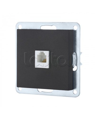 Розетка телефонная RJ-12 с накладкой (черный бархат) LK 80 Экопласт (845508-1) в Абакане Розетки компьютерные и телефонные Pintop.ru