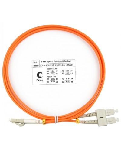 Шнур оптический duplex LC-SC 62,5/125 mm 1,5м LSZH Cabeus FOP-62-LC-SC-1,5m в Абакане Патч-корды оптические Pintop.ru