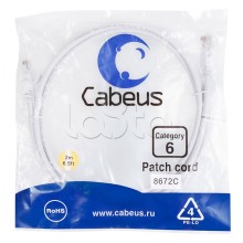 Патч-корд UTP, категория 6, 2 м, неэкранированный, белый Cabeus PC-UTP-RJ45-Cat.6-2m-WH