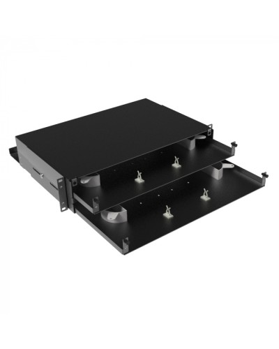 Оптическая полка выдвижная, без лицевой панели, неукомплектованная, 2U, черная DKC RNFPE2U48 в Абакане Полки для шкафов и стоек Pintop.ru