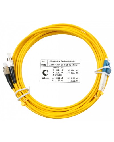 Шнур оптический duplex LC-FC 9/125 sm 7м LSZH Cabeus FOP(d)-9-LC-FC-7m в Абакане Патч-корды оптические Pintop.ru