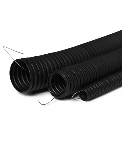 Труба гофрированная с зондом 50 мм.из ПНД, трудногорючая, безгалогенная FRHFгибкая со стальной протяжкой (черный) ПожТехКабель 713-006 (15 м) в Абакане Труба гофрированная Pintop.ru