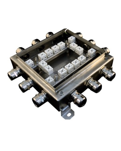 Коробка монтажная огнестойкая Гефест КМ-О (32к*6,0)-IP66 2020нерж, 12 вводов 200х200х60 в Абакане Распределительные коробки Pintop.ru