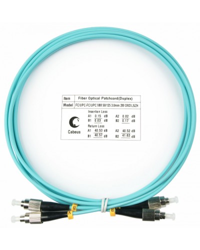 Шнур оптический duplex FC-FC 50/125 mm OM3 2м LSZH Cabeus FOP-50-FC-FC-2m в Абакане Патч-корды и пигтейлы Pintop.ru