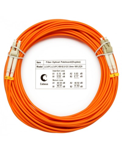 Шнур оптический duplex LC-LC 62,5/125 mm 15м LSZH Cabeus FOP-62-LC-LC-15m в Абакане Патч-корды оптические Pintop.ru