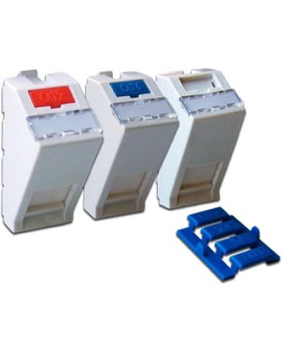 Вставка 22.5х45 на 1 кейстоун, угловая, со шторкой, маркировкой, иконками, белая LANMASTER LAN-SIP-22A-WH в Абакане Коммутационные изделия Pintop.ru