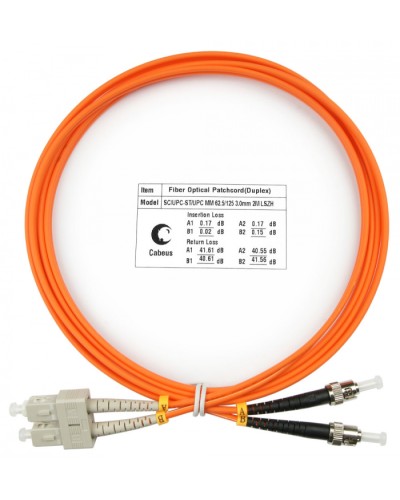 Шнур оптический duplex SC-ST 62,5/125 mm 2м LSZH Cabeus FOP-62-SC-ST-2m в Абакане Патч-корды оптические Pintop.ru