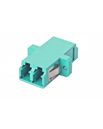Оптический адаптер OM3, дуплекс LC, с фланцами, бирюзовый Eurolan (36A-30-2L-02AQ) в Абакане Проходные адаптеры и розетки оптические Pintop.ru