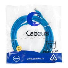 Патч-корд UTP, категория 6, 5 м, неэкранированный, синий Cabeus PC-UTP-RJ45-Cat.6-5m-BL