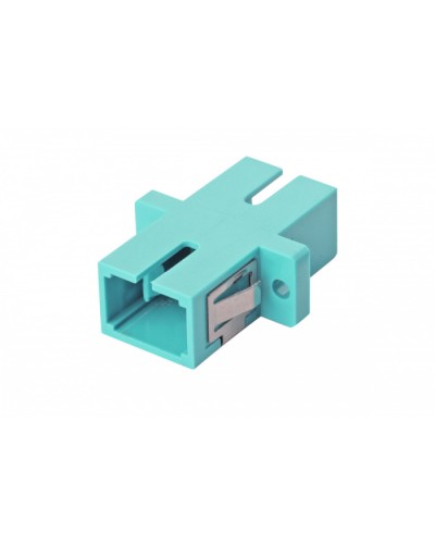 Оптический адаптер OM3, симплекс SC, с фланцами, бирюзовый Eurolan (36A-30-SC-02AQ) в Абакане Проходные адаптеры и розетки оптические Pintop.ru