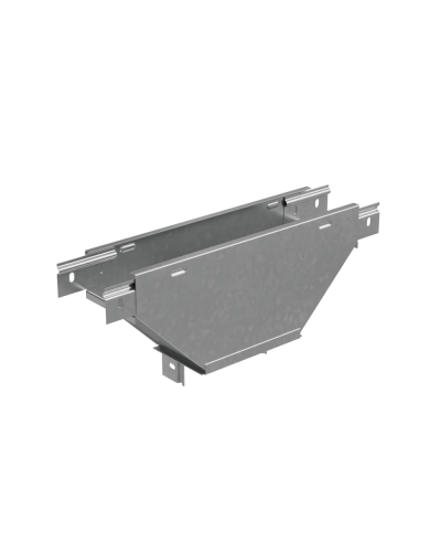 Т-ответвитель переходник 50х200-400 мм верт. c разворотом трассы на 90 гр. ПЛЮС (нижняя часть больше исходной) INOX304 КМ-Профиль (TDPVplus90-50-200-400 INOX304) в Абакане Аксессуары для лотков Pintop.ru