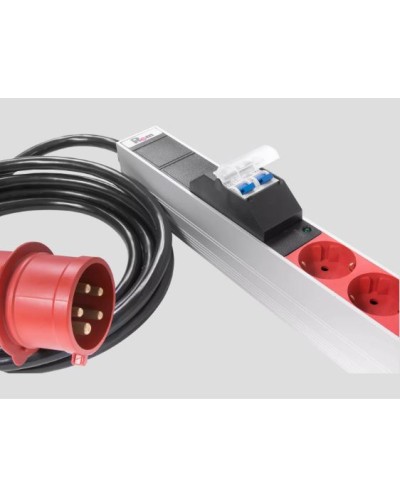Верт блок розеток, мониторинг, измерение, 3 фазы 16А, 30S, 2100 мм, вх IEC 309, шнур 3м REM R-MC8-3x16-30S-MI-2100-3-3PN в Абакане Блоки розеток Pintop.ru