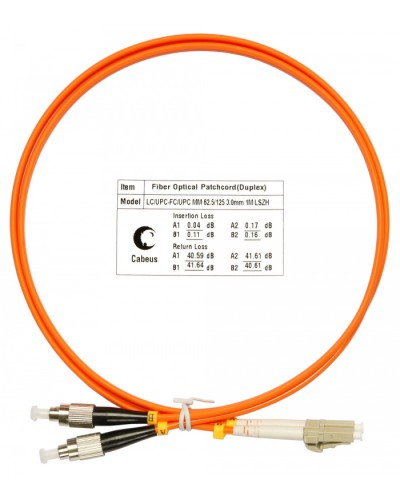 Шнур оптический duplex LC-FC 62,5/125 mm 1м LSZH Cabeus FOP-62-LC-FC-1m в Абакане Патч-корды оптические Pintop.ru