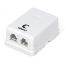 Розетка телефонная RJ-12(6P4C), двойная, внешняя, белая Cabeus WS-6P4C-TEL-2